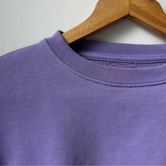 Kuwalla Tee  cropped cinched‎ waist lavender crew neck sweatshirt - Picture 2 of 9